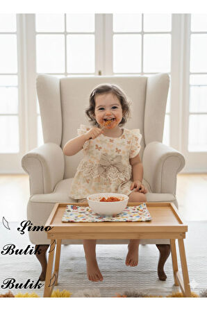 Kız Bebek Şortlu Takım Keten