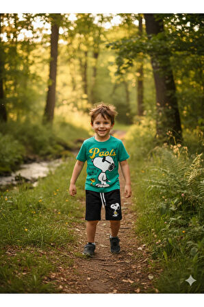 Erkek Çocuk Şortlu Takım, Snopy