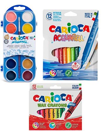 Carioca Yıkanabilir Pastel Boya Acquarell Keçeli Kalem ve Sulu Boya Seti 