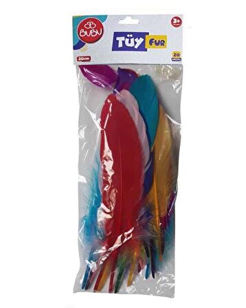 Bubu Karışık Renkli Tüy 20 li 20cm 3 lü Set