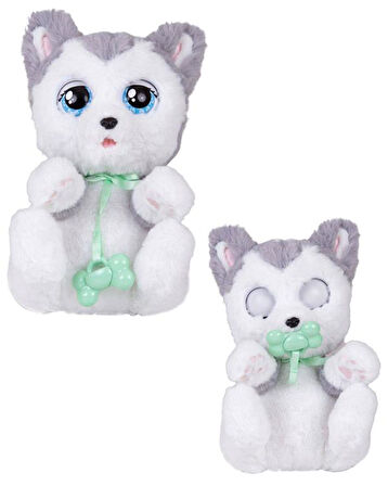 Baby Paws Sesli Yavru Köpek Pelüş 20 cm Husky Yeşil Çanta