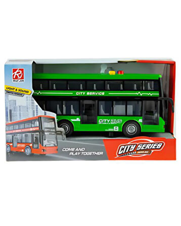 Ctoys City Series İki Katlı Sesli ve Işıklı Super Bus Yeşil RJ5504