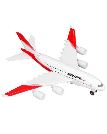 Ctoys Çek Bırak Metal Yolcu Uçağı Işıklı Sesli Kırmızı A3806A