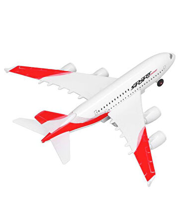Ctoys Çek Bırak Metal Yolcu Uçağı Işıklı Sesli Kırmızı A3806A