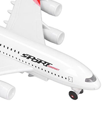 Ctoys Çek Bırak Metal Yolcu Uçağı Işıklı Sesli Kırmızı A3806A