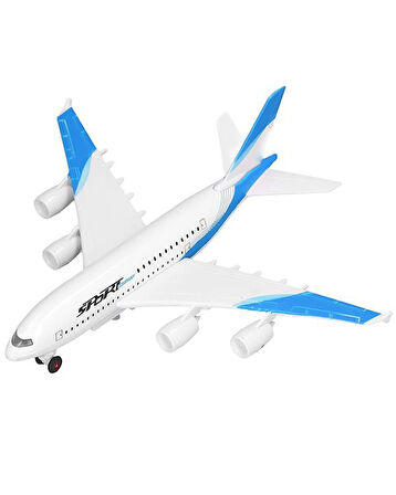 Ctoys Çek Bırak Metal Yolcu Uçağı Işıklı Sesli Mavi A3806A
