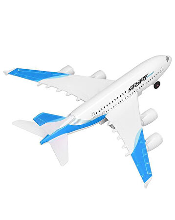 Ctoys Çek Bırak Metal Yolcu Uçağı Işıklı Sesli Mavi A3806A
