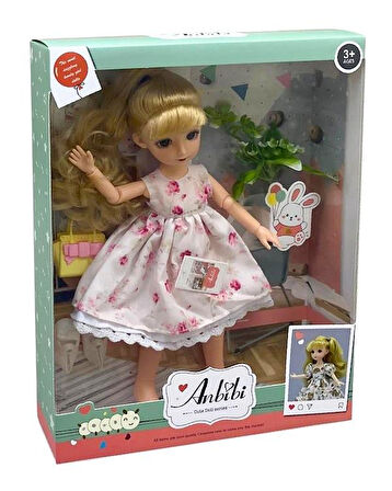 Kızılkaya Anbibi Premium Oyuncak Bebek Aksesuarlı Beyaz Elbiseli WX1962