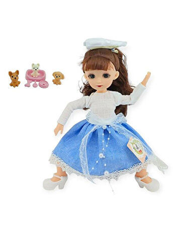 Kızılkaya Anbibi Premium Oyuncak Bebek Aksesuarlı Mavi Etekli WX1971