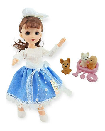 Kızılkaya Anbibi Premium Oyuncak Bebek Aksesuarlı Mavi Etekli WX1971