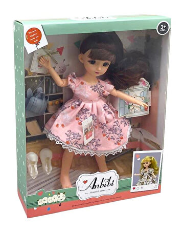 Kızılkaya Anbibi Premium Oyuncak Bebek Aksesuarlı Pembe Elbiseli WX1962