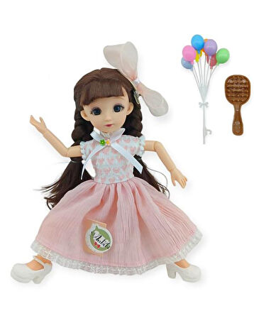 Kızılkaya Anbibi Premium Oyuncak Bebek Aksesuarlı Pembe Etekli WX1971