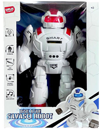 Birlik Oyuncak Uzaktan Kumandalı Full Fonksiyonlu Disk Atan Savaşçı Robot Kırmızı 27115
