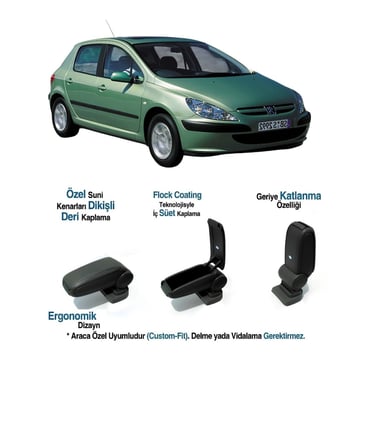 PEUGEOT 307 İLE UYUMLU ARACA ÖZEL KOL DAYAMA KOLÇAK VİDASIZ 2001 2002 2003 2004 2005 2006 2007 2008