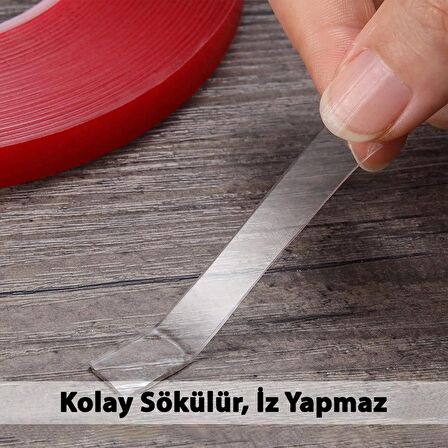 S-Dizayn Çift Taraflı Bant 15mm x 5 Metre Şeffaf Silikon VHB Bant A+Kalite