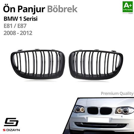 S-Dizayn Bmw 1 Serisi E81/E87 Ön Panjur Böbrek Mat Siyah M1 Model 2008-2012