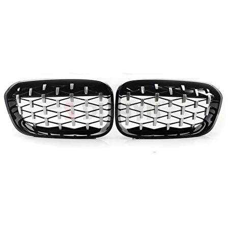 S-Dizayn Bmw 1 Serisi F20/F21 Ön Panjur Böbrek Parlak Siyah Çerçeveli Krom Diamond Model 2015-2019