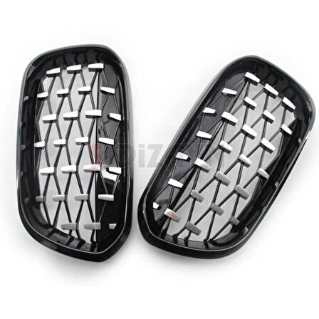 S-Dizayn Bmw 1 Serisi F20/F21 Ön Panjur Böbrek Parlak Siyah Çerçeveli Krom Diamond Model 2015-2019