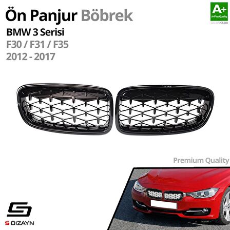 S-Dizayn Bmw 3 Serisi F30/F31/F35 Ön Panjur Böbrek Parlak Siyah Piano Black Diamond Model 2012-2017