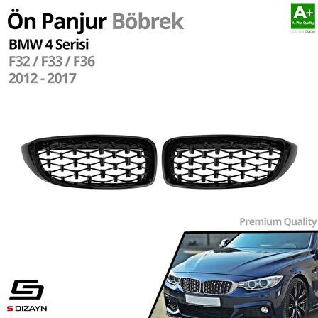S-Dizayn Bmw 4 Serisi F32/F33/F36 Ön Panjur Böbrek Parlak Siyah Piano Black Diamond Model 2012-2017