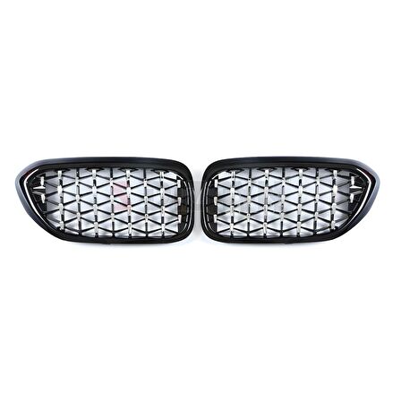 S-Dizayn Bmw 5 Serisi G30/G38 Ön Panjur Böbrek Parlak Siyah Çerçeveli Krom Diamond Model 2017 Üzeri