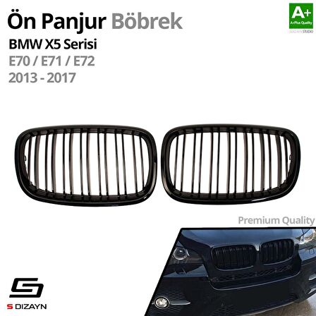 S-Dizayn Bmw X5 E70/E71/E72 Ön Panjur Böbrek Parlak Siyah Piano Black M X5 Model 2007-2013