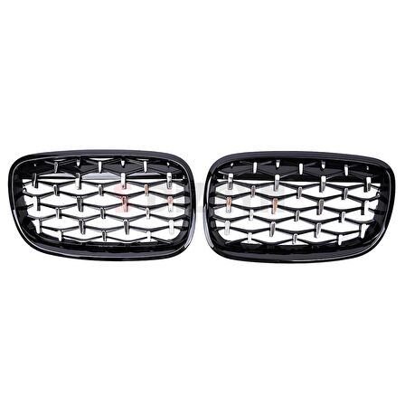 S-Dizayn Bmw X5 E70/E71/E72 Ön Panjur Böbrek Parlak Siyah Çerçeveli Krom Diamond Model 2007-2013