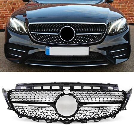 S-Dizayn Mercedes E-Class W213 Ön Panjur Parlak Siyah Piano Black Diamond Model 2016-2020