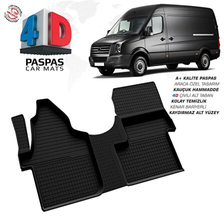 VW Crafter 4D Araca Özel Havuzlu Kauçuk Paspas 2006 Üzeri Ön Tek Koltuk