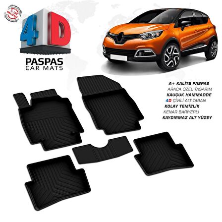 Renault Captur 4D Araca Özel Havuzlu Kauçuk Paspas 2013-2020