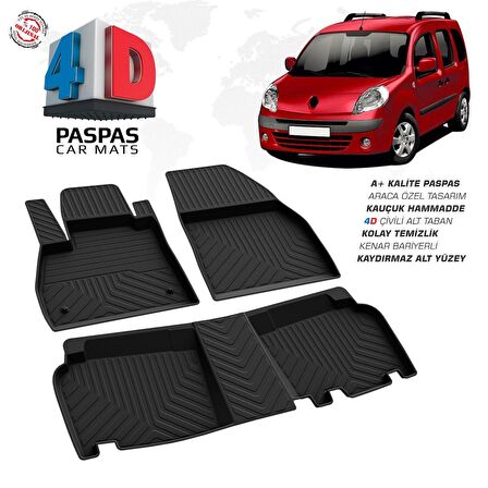 Renault Kangoo 4D Araca Özel Havuzlu Kauçuk Paspas 2008 ve Üzeri