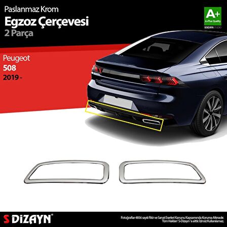 S-Dizayn Peugeot 508 Krom Egzoz Çıkışı 2 Prç. 2019 Üzeri