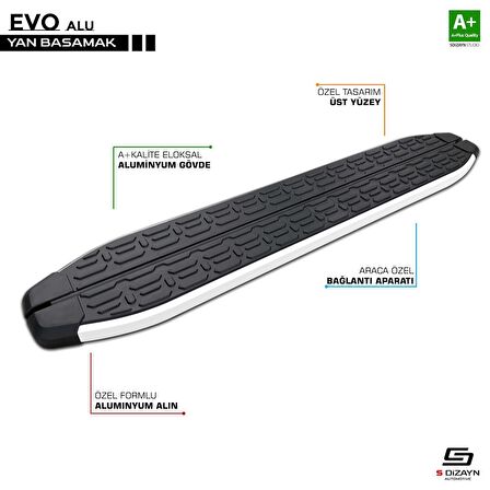 S-Dizayn VW Transporter T6 Kısa Şase Evo Aluminyum Yan Basamak 213 Cm 2015-2019