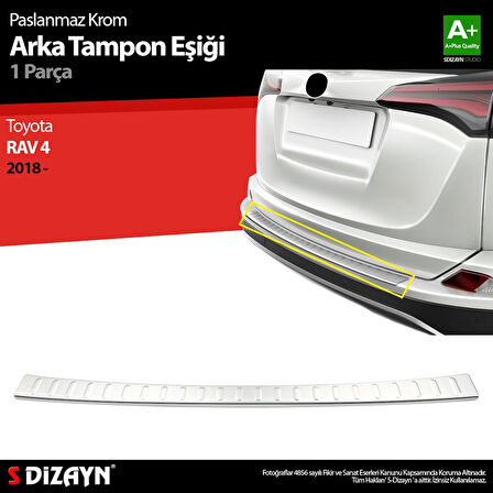 S-Dizayn Toyota Rav 4 Krom Arka Tampon Eşiği 2018 Üzeri