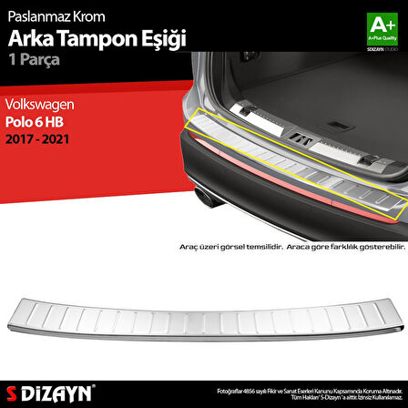 S-Dizayn VW Polo 6 HB Krom Arka Tampon Eşiği 2017-2021