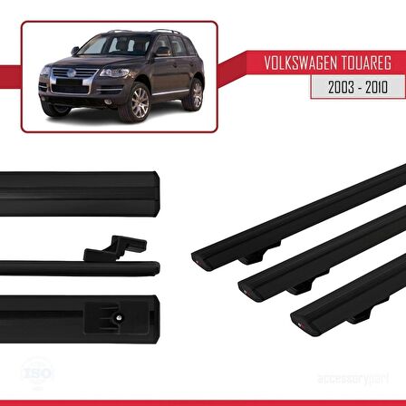 Volkswagen Touareg 2003-2010 Arası ile uyumlu Basic Model Ara Atkı Tavan Barı SİYAH 3 ADET