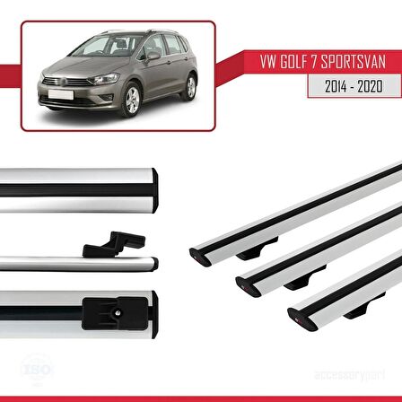Volkswagen Golf 7 SPORTSVAN 2014-2020 Arası ile uyumlu Basic Model Ara Atkı Tavan Barı GRİ 3 ADET