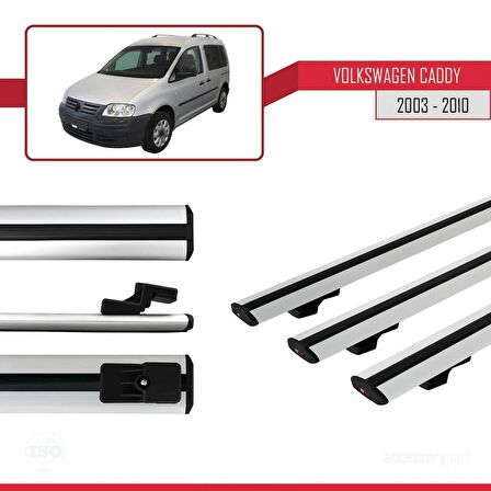 Volkswagen Caddy 2003-2010 Arası ile uyumlu Basic Model Ara Atkı Tavan Barı GRİ 3 ADET
