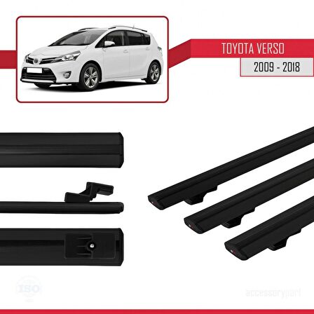 Toyota Verso 2009-2018 Arası ile uyumlu Basic Model Ara Atkı Tavan Barı SİYAH 3 ADET