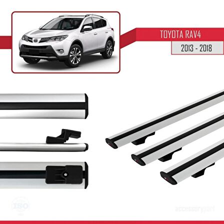 Toyota RAV4 2013-2018 Arası ile uyumlu Basic Model Ara Atkı Tavan Barı GRİ 3 ADET