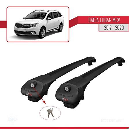Dacia Logan MCV 2012-2020 Arası ile uyumlu ACE-1 Ara Atkı Tavan Barı SİYAH