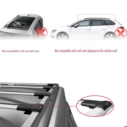 Toyota Proace 2016 ve Sonrası ile uyumlu FLY Model Ara Atkı Tavan Barı GRİ 4 ADET BAR