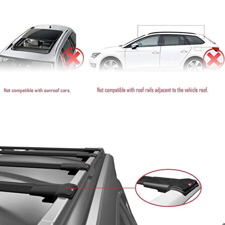 Opel Combo (E) Life PASSENGERVAN 2019-2023 Arası ile uyumlu FLY Model Ara Atkı Tavan Barı SİYAH 4 ADET BAR