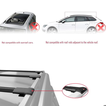 Volkswagen Caravelle (T6) 2015 ve Sonrası ile uyumlu FLY Model Ara Atkı Tavan Barı SİYAH 3 ADET BAR