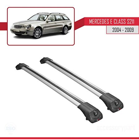 Mercedes E Class S211 2004-2009 Arası ile uyumlu ACE-1 Ara Atkı Tavan Barı GRİ
