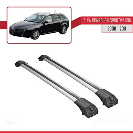 Alfa Romeo 159 SPORTWAGON 2006-2011 Arası ile uyumlu ACE-1 Ara Atkı Tavan Barı GRİ