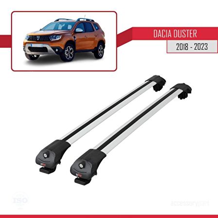 Dacia Duster 2018-2023 Arası ile uyumlu ACE-1 Ara Atkı Tavan Barı GRİ