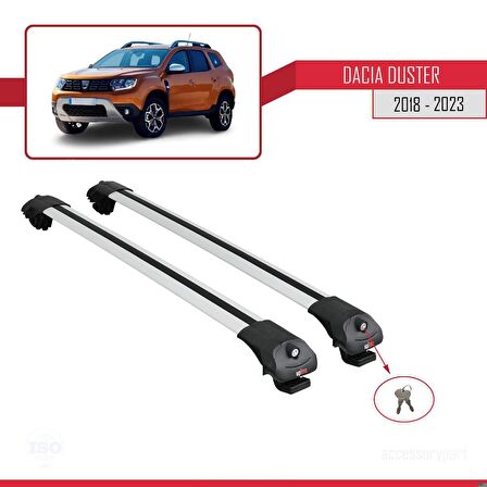 Dacia Duster 2018-2023 Arası ile uyumlu ACE-1 Ara Atkı Tavan Barı GRİ