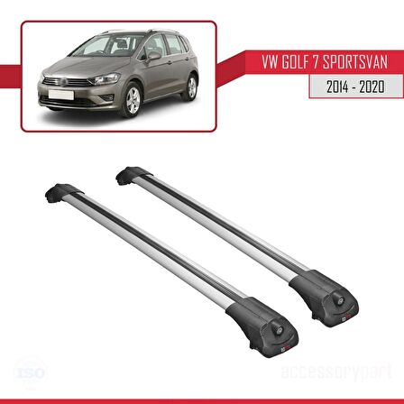 Volkswagen Golf 7 SPORTSVAN 2014-2020 Arası ile uyumlu ACE-1 Ara Atkı Tavan Barı GRİ