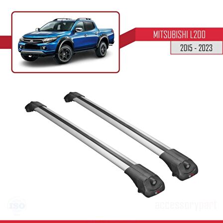 Mitsubishi L200 2015-2023 Arası ile uyumlu ACE-1 Ara Atkı Tavan Barı GRİ